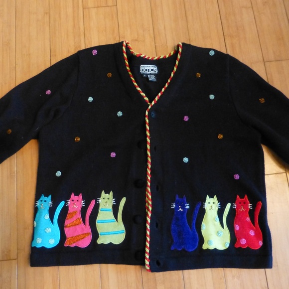 BEREK TAKAKO SAKON CAT HOLIDAYS SWEATER LARGE - Picture 4 of 5